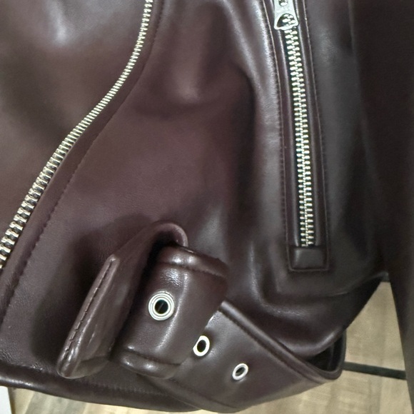 Wilfred Aritzia Freeform Vegan Leather Biker Jacket - Mocha Brown - M - Picture 4 of 5